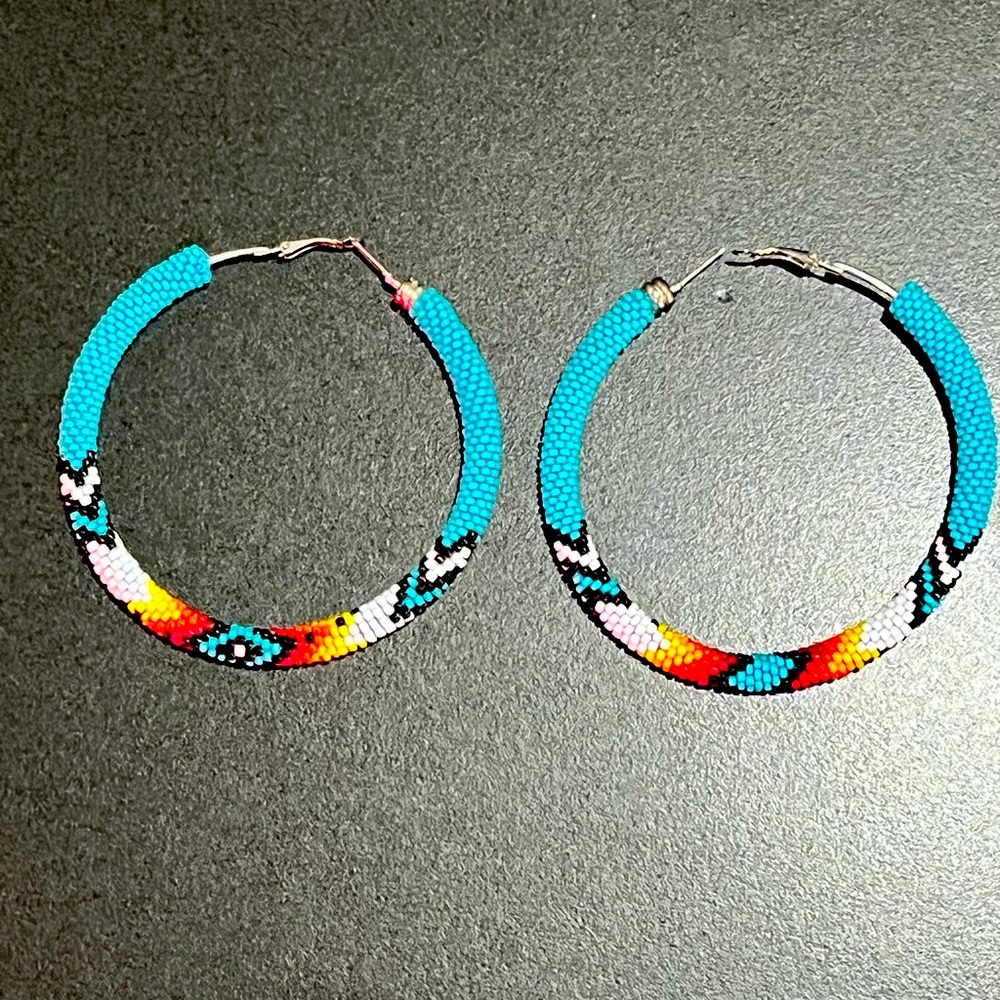 Native American beaded hoop earrings